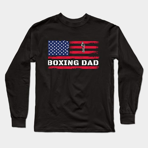 Boxing Dad American Flag Long Sleeve T-Shirt by ZiaZiaShop